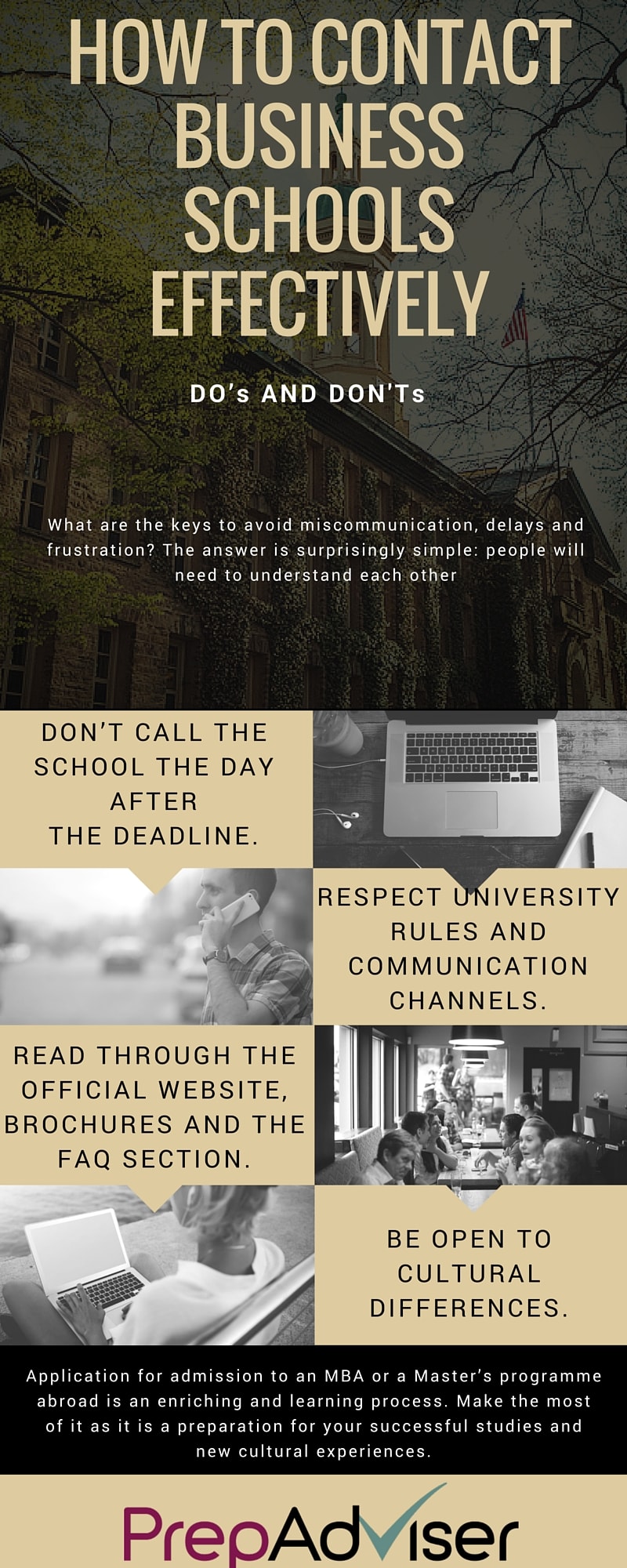 How to Contact Business Schools Effectively PrepAdviser Infographic