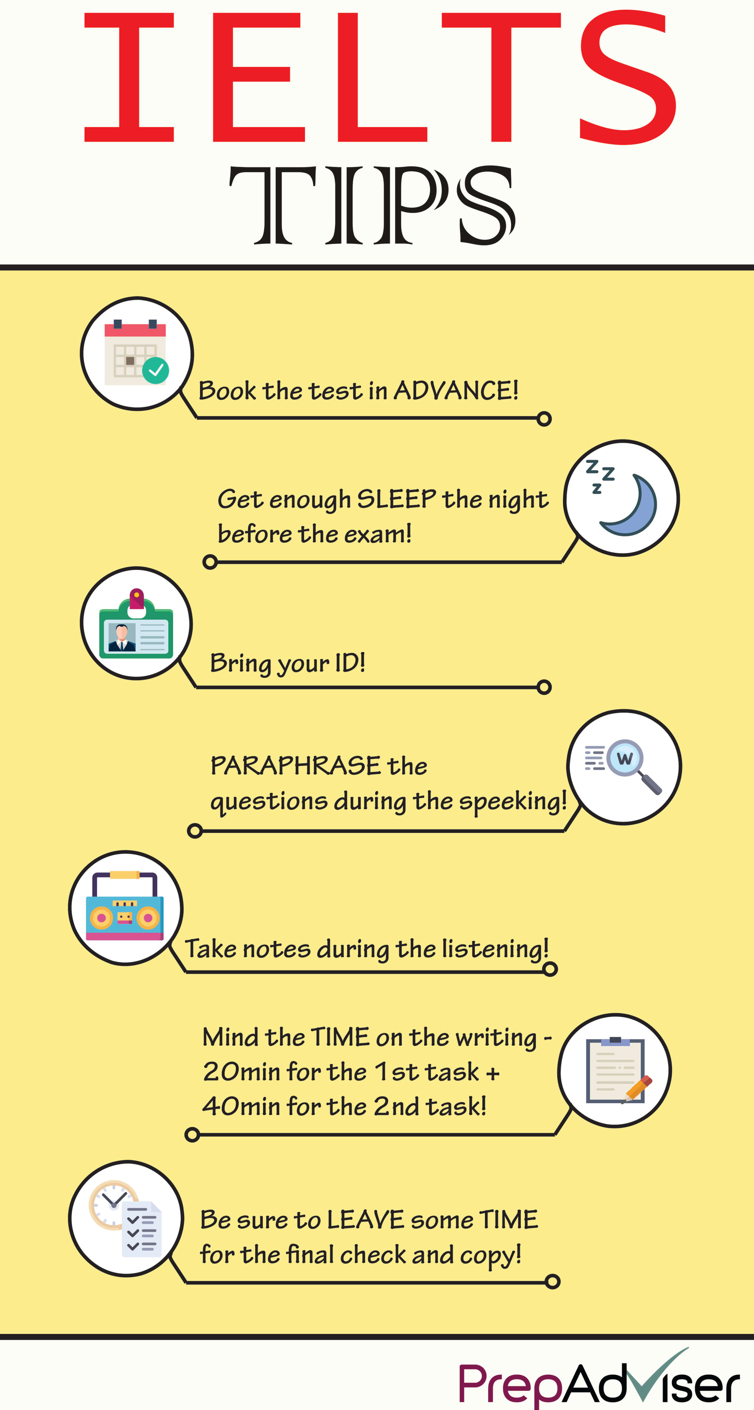 The IELTS Test tips Infographic